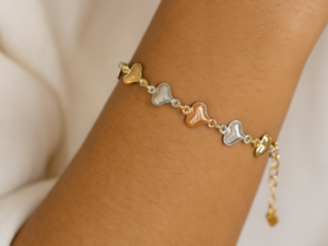 Three-Tone Heart Bracelet