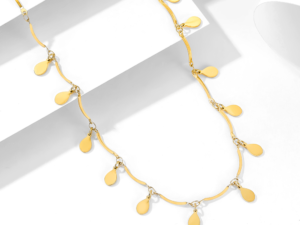 Golden Dew Tear Drop Pendant Necklace